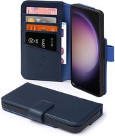 Coque Samsung Galaxy S23 - Bookcase portefeuille de Luxe MobyDefend - Blauw - Coque pour téléphone portable - Coque adaptée pour : Samsung Galaxy S23