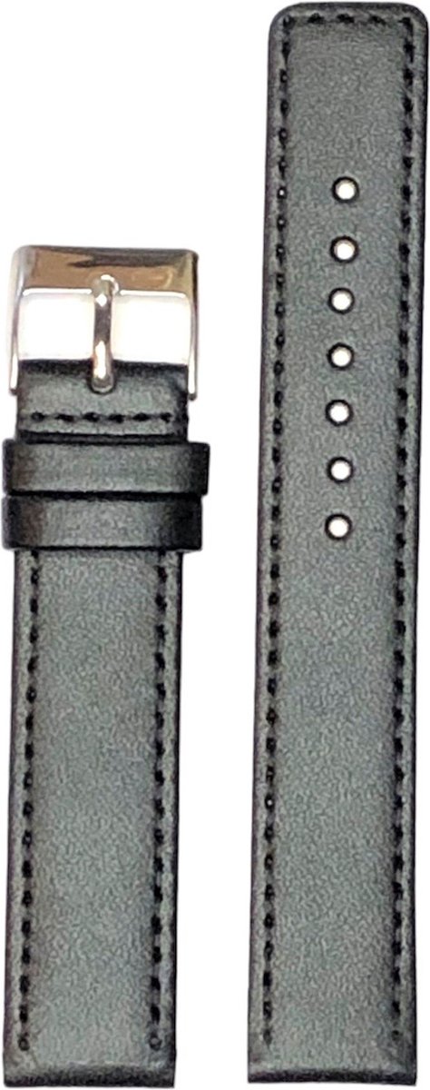 horlogeband-12mm-echt leer-zwart-recht-zacht -plat-gestikt-12 mm