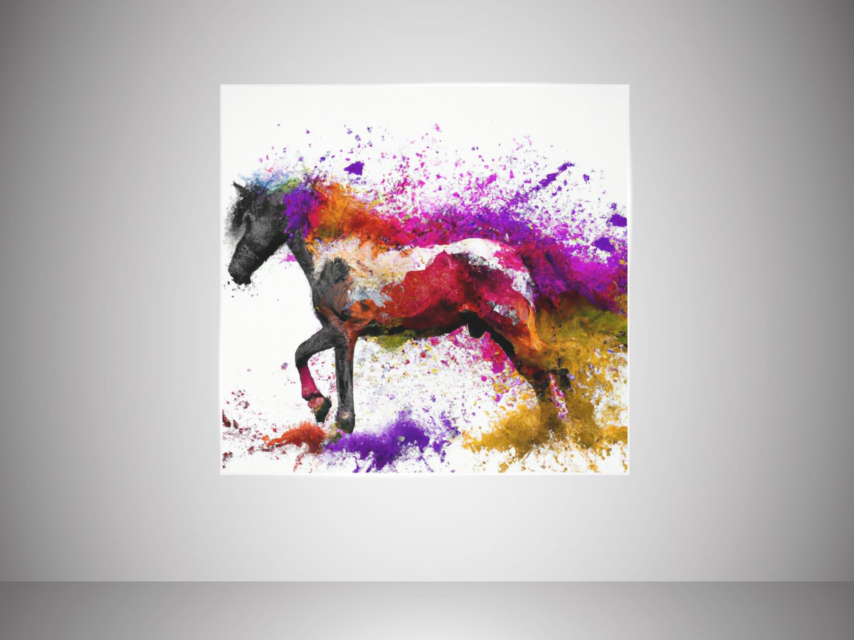 Horse Exploding Exploding Palette Horse kunst - 60x60 centimeter op Canvas | Foto op ...