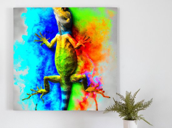 Lovely Lizard kunst - 80x80 centimeter op Canvas | Foto op Canvas - wanddecoratie