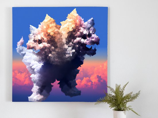 Two headed cloud monster | Two Headed Cloud Monster | Kunst - 100x100 centimeter op Canvas | Foto op Canvas