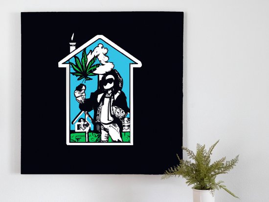 Cannabis house kunst - 40x40 centimeter op Canvas | Foto op Canvas - wanddecoratie