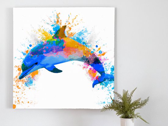 Daffy Dolphin kunst - 40x40 centimeter op Canvas | Foto op Canvas - wanddecoratie