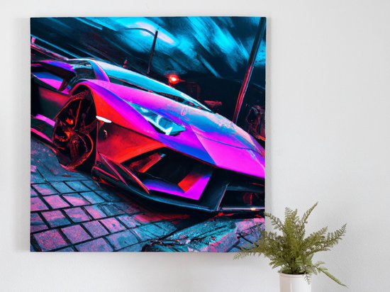 Lamborghini mercy kunst - 60x60 centimeter op Canvas | Foto op Canvas - wanddecoratie