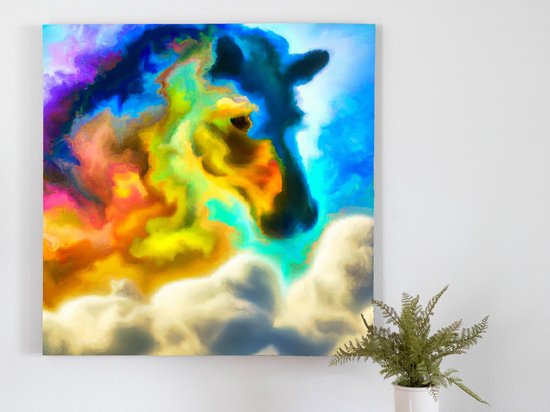 Horse Clouds kunst - 100x100 centimeter op Canvas | Foto op Canvas - wanddecoratie