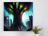 The big cyber tree | The Big Cyber Tree | Kunst - 40x40 centimeter op Canvas | Foto op Canvas - wanddecoratie schilderij