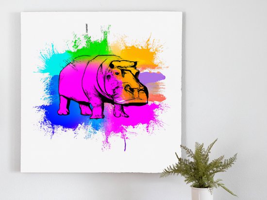 Nijlpaard kleur explosie kunst - centimeter op Canvas | Foto op Canvas - wanddecoratie