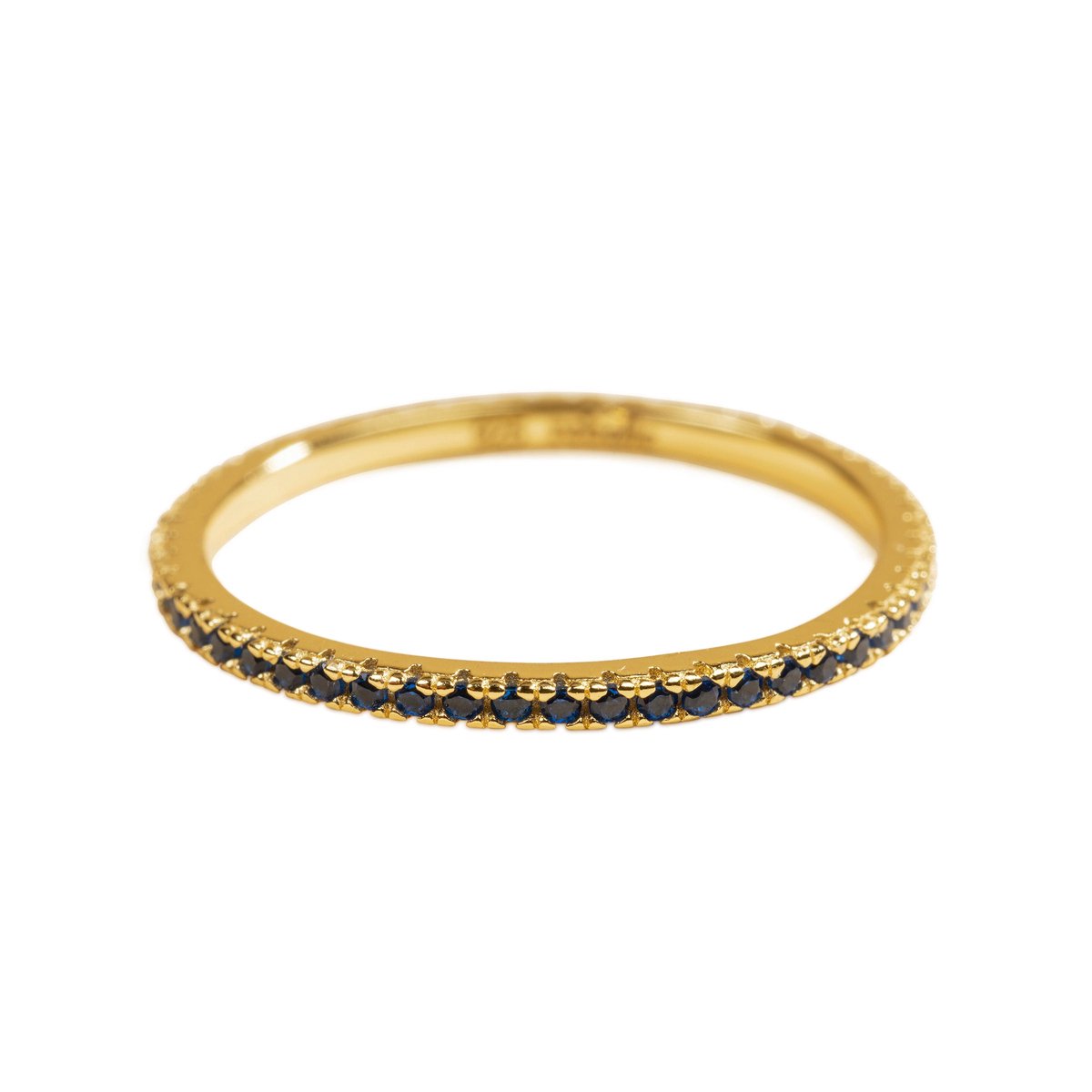 Rebelle Amsterdam - Goudkleurige Ring - Zirkonia Stenen - Saffier - 18 karaat - Gold Plated