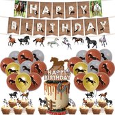 33 pièces cheval party- et ensemble de décoration - cheval - animal - guirlande - cake topper - cupcake topper - ballon - cheval