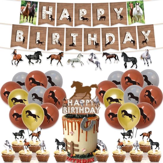 33-delige paarden party- en decoratie set - paard - dier - slinger - taart  topper -... | bol.com