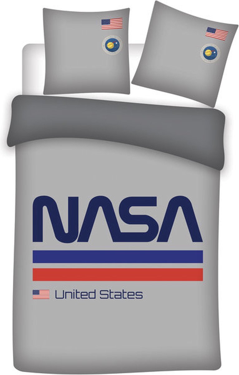 Dekbedovertrek Nasa- Space- 1 persoons- 140x200 cm- polyester- GRIJS