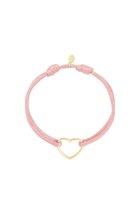 Satijnen armband Hart - Heart - Verstelbaar - One Size - Roze - Trendy