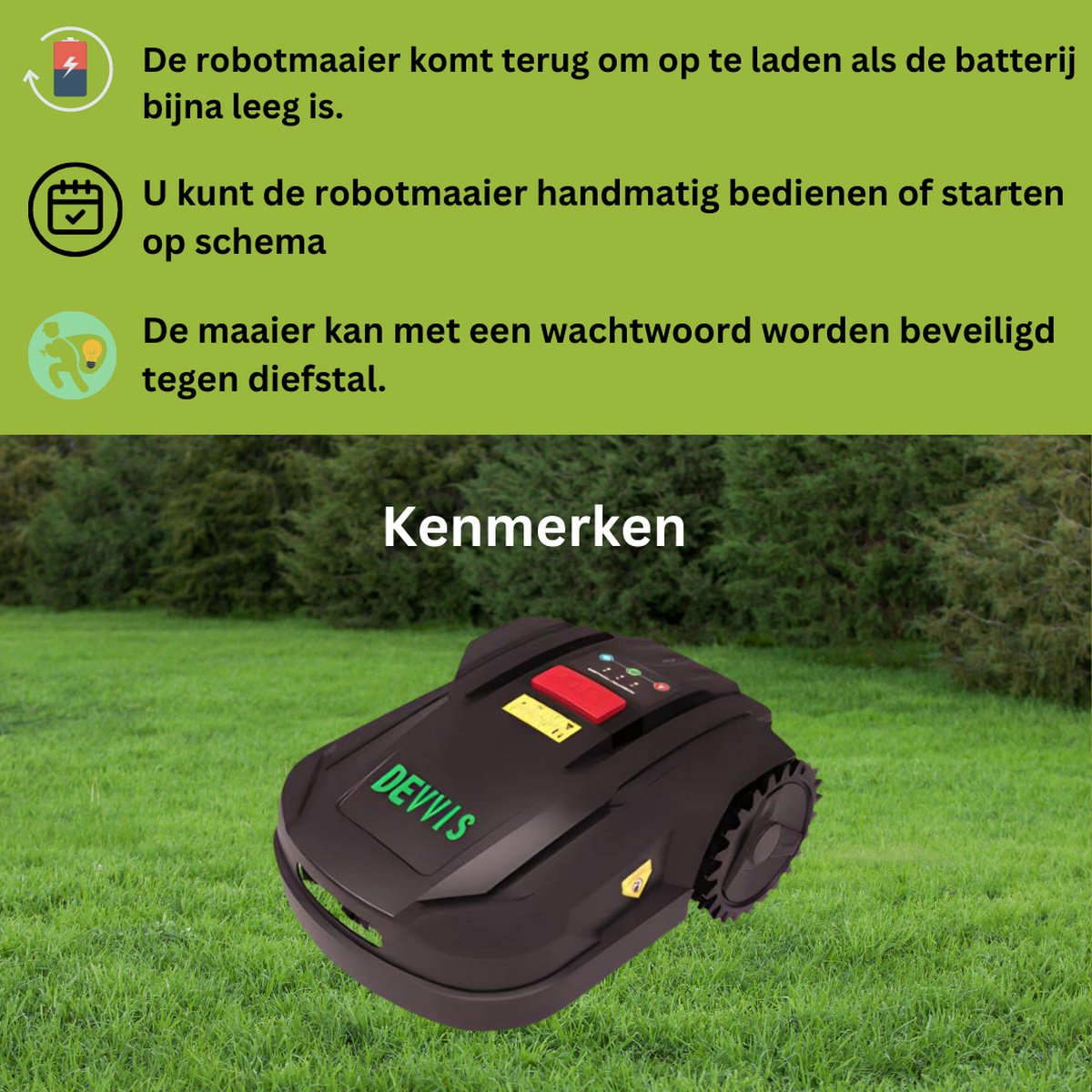 Tondeuse robotique Devvis - Tondeuse robotique - Capteur de pluie - Pour  les pelouses... | bol.com