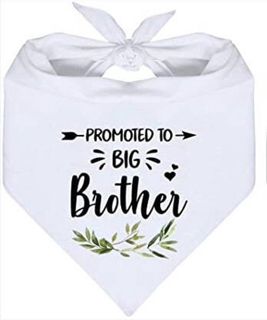 Honden bandana Promoted to Big Brother wit met zwarte tekst en