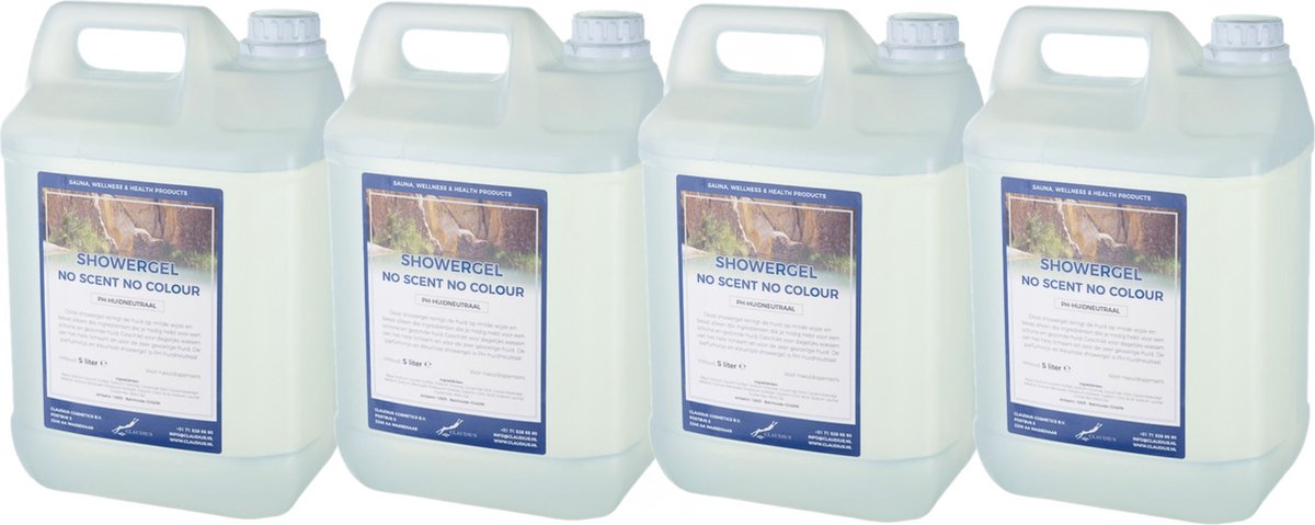 Goedkoopste Douchegel No Scent No Colour 5 Liter - set van 4 stuks - Showergel - Navulling