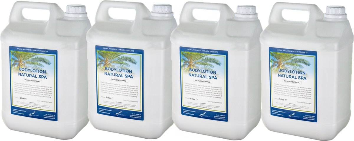 Bodylotion Natural Spa 5 Liter - set van 4 stuks - navulling - Voordeelverpakking