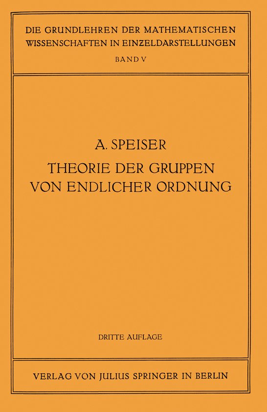 Grundlehren der mathematischen Wissenschaften5- Die Theorie  ... - cover