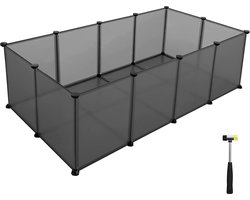 Hoppa! Huisdier ren /speelbox met bodem, 20 panelen, DIY behuizing, hek, kooi voor kleine dieren, cavia's, hamsters, konijntjes, huisdier ren, grijs
