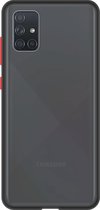 Telefoonglaasje Hoesje Geschikt voor Samsung Galaxy A51 - Kunststof - Zwart Transparant - Beschermhoes - Case - Cover