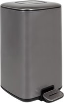 Poubelle à pédale EKO Regent 12 litres - Prullenbak avec poubelle amovible - Anti-traces de doigts - Soft-close - H40,5xL24xl32,8 cm - Platinum