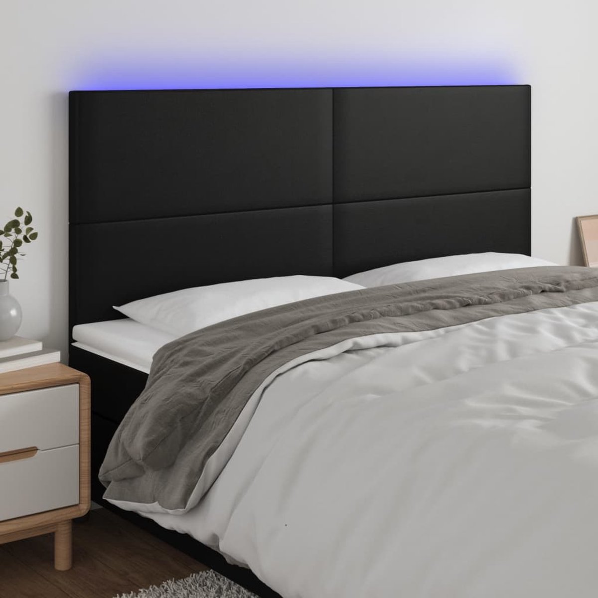 Furniture Limited - Hoofdbord LED 180x5x118/128 cm kunstleer zwart | bol.com