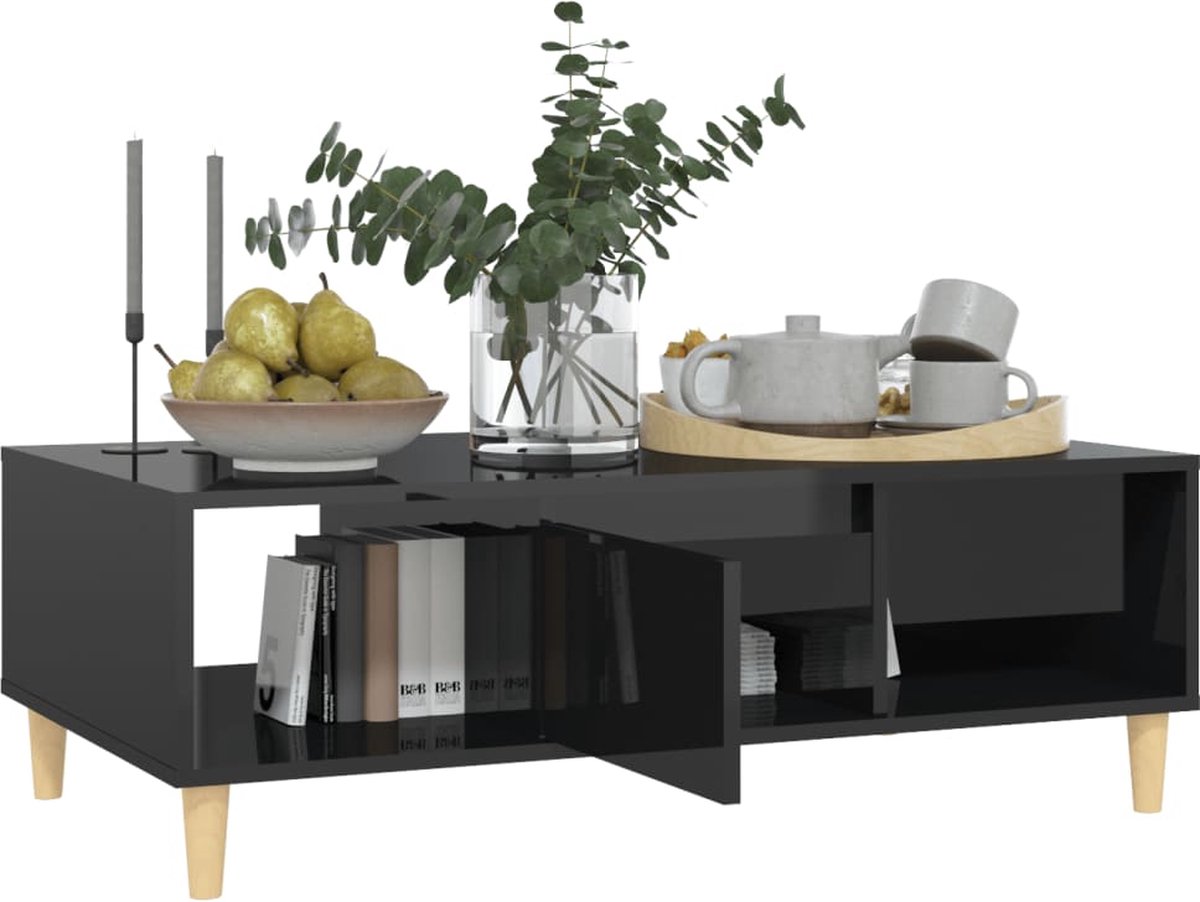 Tavolino Salotto SKM Stile Industriale - 103.5x60x35 Cm, Grigio Cemento, Legno E Metallo, Con Ripiani