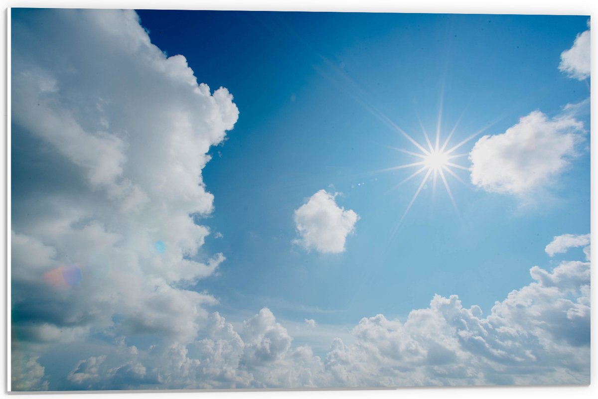 PVC Schuimplaat- Felle Zon door Sluierbewolking - 60x40 cm Foto op PVC Schuimplaat