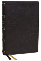 KJV, Center-Column Reference Bible with Apocrypha Genuine Leather, Black, 73,000 Cross-References, Red Letter, Comfort Print