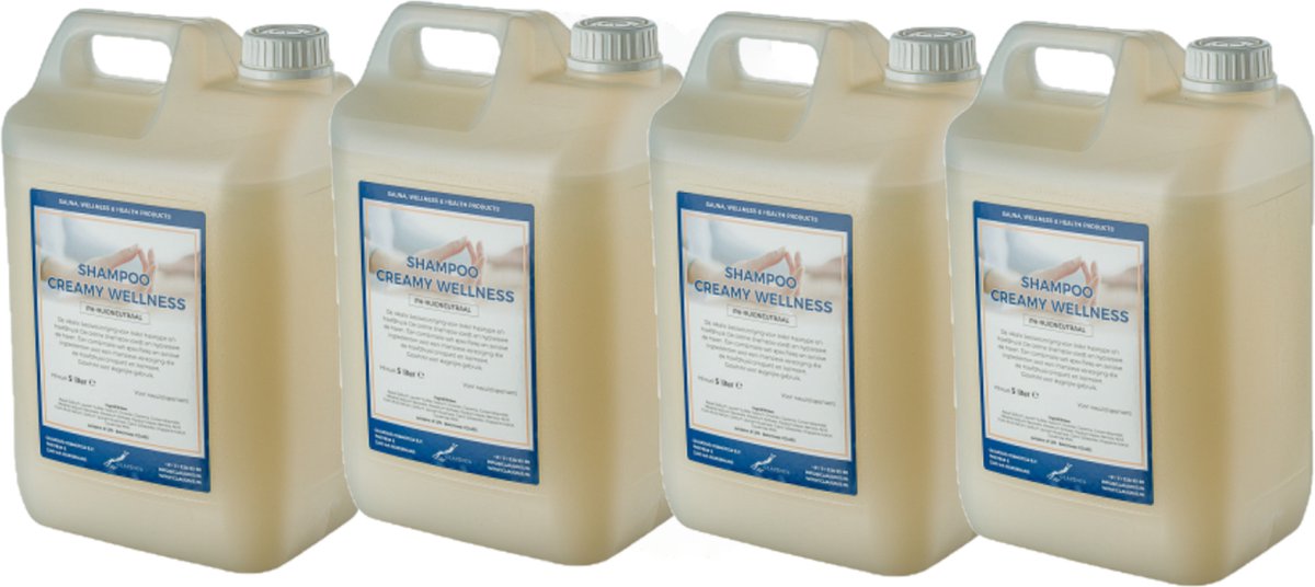 Shampoo Creamy Wellness - 5 Liter - set van 4 stuks - navulling - Voordeelverpakking - Haarverzorging