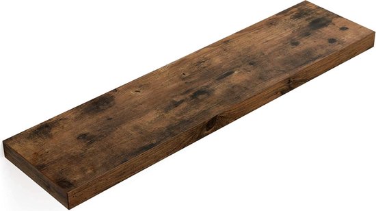 MIRA Home - Wandplank hout - Wandplank zwevend - Decoratie - Rustiek - Bruin - 80x20