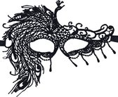Miresa - Masker Pauw - Venetiaans 18+ Masker - Gala Verkleedmasker - Sexy - Zwart - Kant - MM011