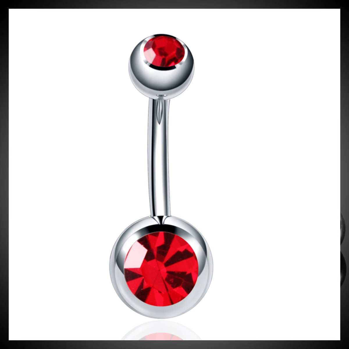 navelpiercing chirurgisch staal / Rood / navelpiercings met balletje Jewelegance