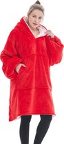 JAXY Hoodie Deken - Snuggie - Snuggle Hoodie - Fleece Deken Met Mouwen - 1450 gram - Hoodie Blanket - Red