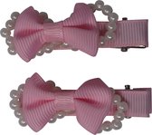 Jessidress® Haarclips Mini Haar clip met kleine parels Meisjes Haarspelden Haarspeldjes - Roze