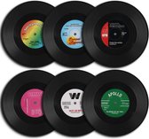 homEdge Vinyl grammofoonplaten-onderzetters, 6 stuks in retrostijl