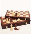 Afbeelding van het spelletje XXL Walnoot/Esdoorn Schaakbord 45x45cm Extra Grote Handmade Schaakstukken Opvouwbaar Schaken Schaakspel
