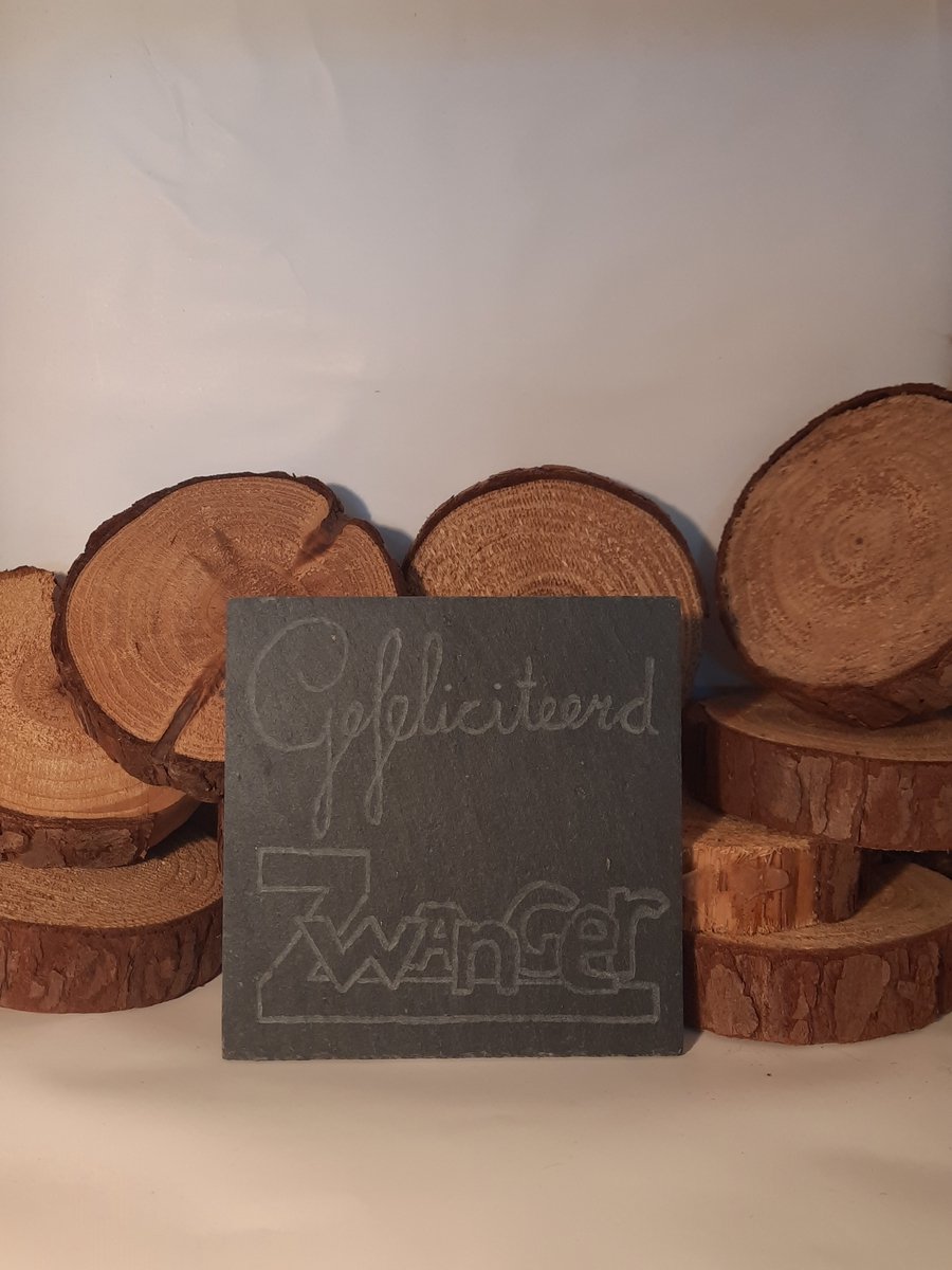 Leistenen onderzetter - Gegraveerd - Cadeau Zwangerschap - Jongen/Meisje/Unisex