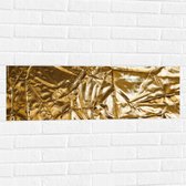 Muursticker - Gekreukelde Gouden Stof - 90x30 cm Foto op Muursticker