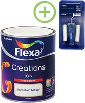 Flexa Creations - Lak Hoogglans - Porcelain Mould - 750 ml + Flexa Lakroller - 4 delig