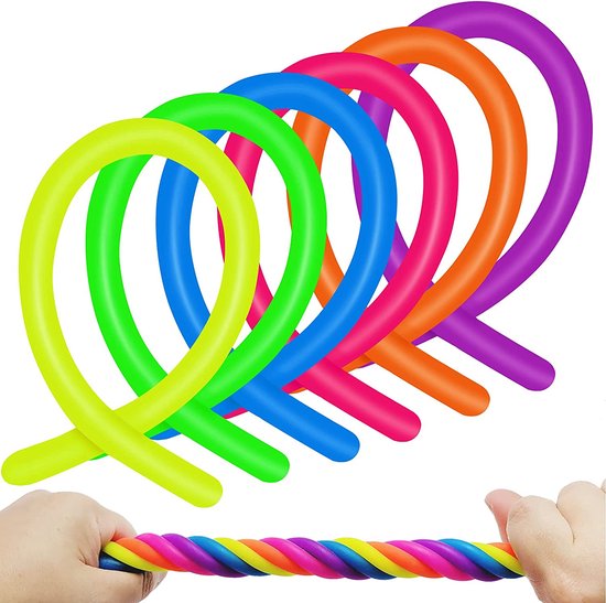 Monkey Noodle Fidget Toys 6 Stuks Set Regenboog