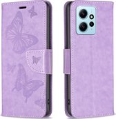 Mobigear Telefoonhoesje geschikt voor Xiaomi Redmi Note 12 Hoesje | Mobigear Butterfly Bookcase Portemonnee | Pasjeshouder voor 3 Pasjes | Telefoonhoesje voor Pinpas / OV Kaart / Rijbewijs - Paars