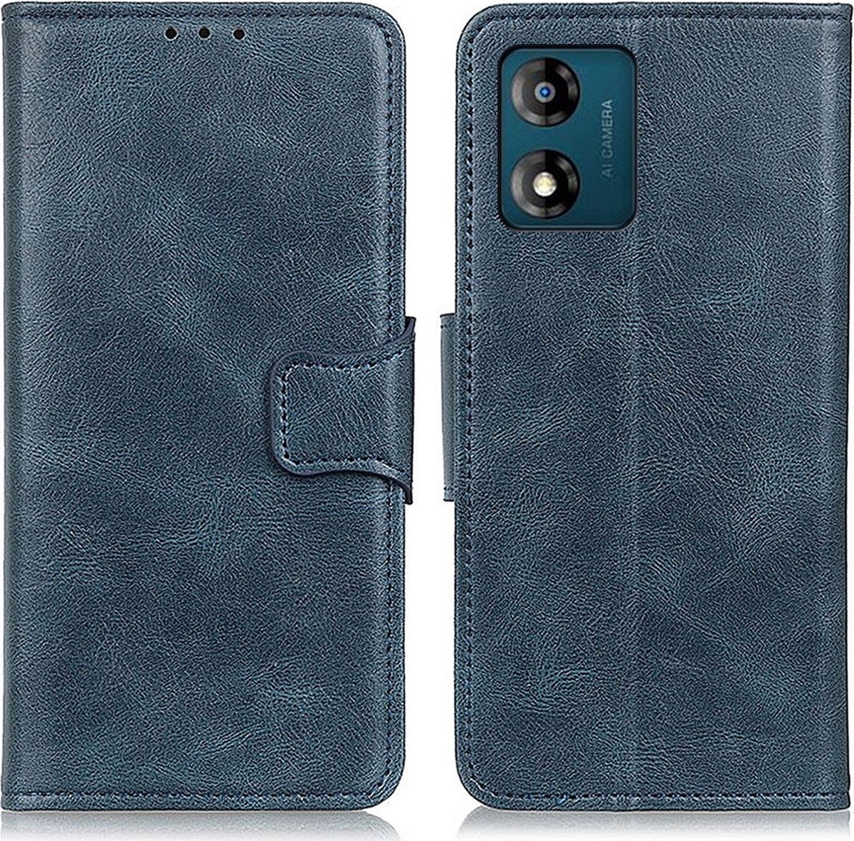 Mobigear Telefoonhoesje geschikt voor Motorola Moto E13 Hoesje | Mobigear Classy Bookcase Portemonnee | Pasjeshouder voor 2 Pasjes | Telefoonhoesje voor Pinpas / OV Kaart / Rijbewijs - Blauw
