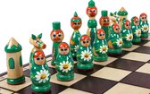 Babushka Green Chess Set - Échiquier décoratif pliable avec Pièces d'échecs - King 90mm - Échiquier 420x210