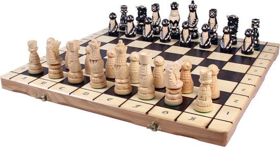 Thumbnail van een extra afbeelding van het spel Pop schaakset - Opklapbaar Decoratieve Schaakbord met Schaakstukken - Koning 110mm - Schaakbord 550x275