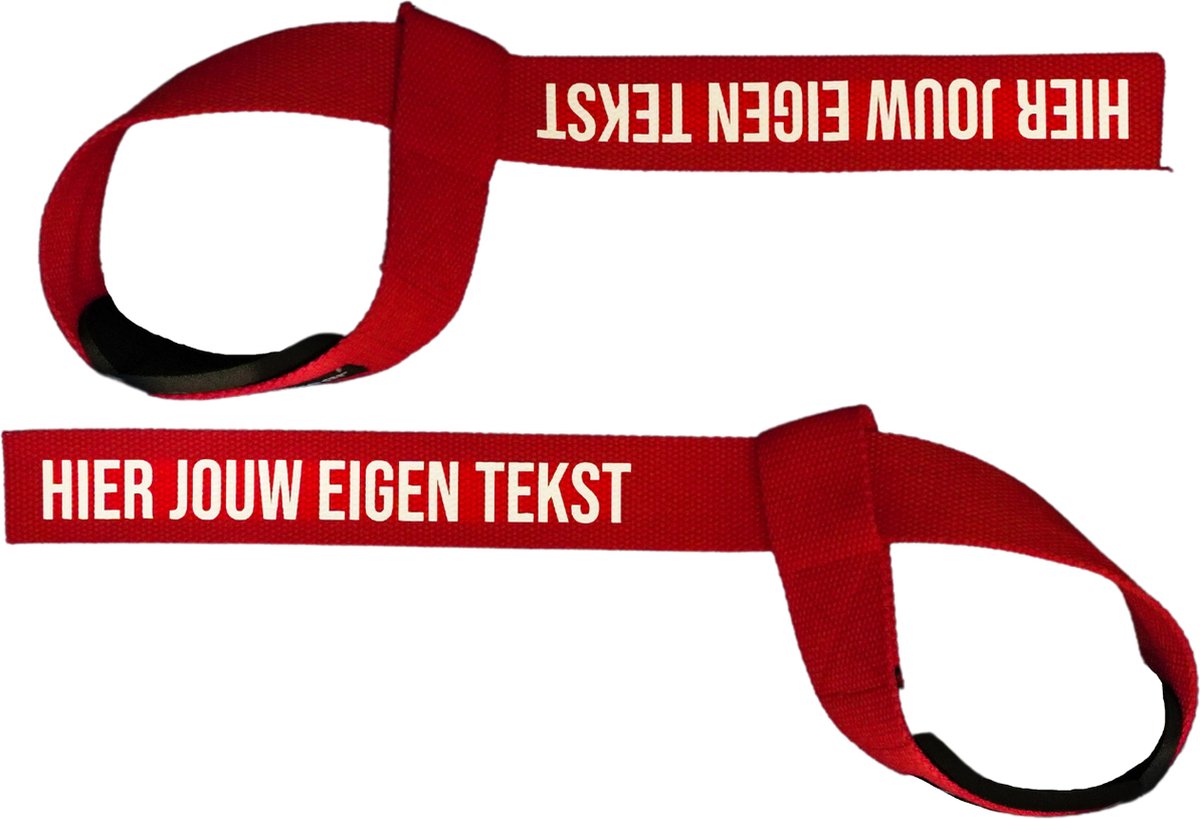 Myfittwear - Lifting straps rood - Met jouw eigen tekst - Custom - Hoogwaardige kwaliteit