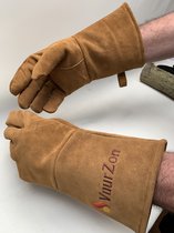 Hittebestendige handschoenen - bruin - luxe uitvoering - houtkachel - suède - grill handschoenen - BBQ