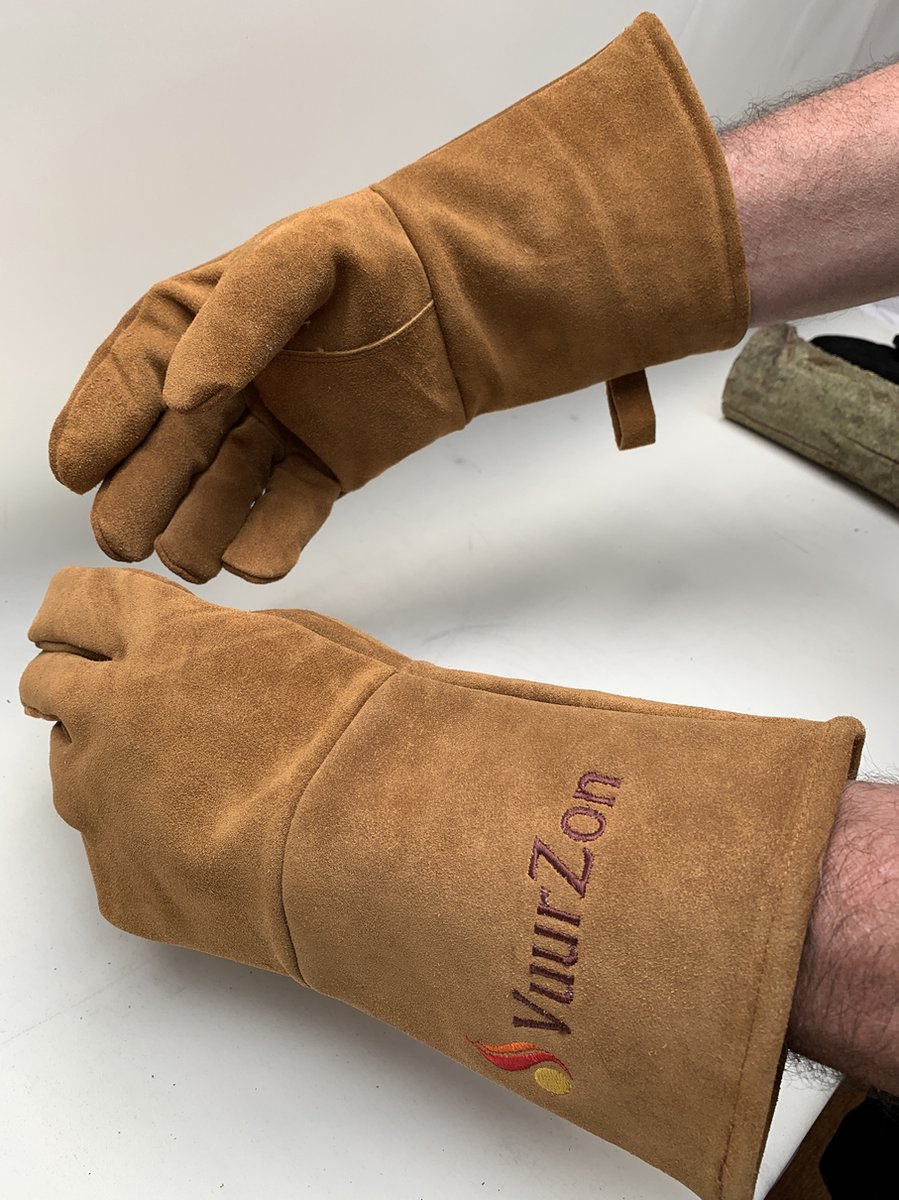 Hittebestendige handschoenen - bruin - luxe uitvoering - houtkachel - suède - grill handschoenen - BBQ