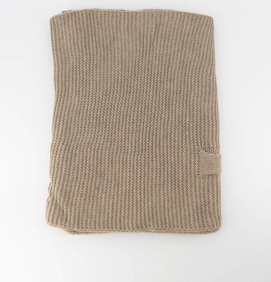 châle poncho-taupe-tricoté