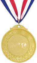 Akyol - reizen medaille goudkleuring - Piloot - vakantie liefhebber - wereld - aarde - leuk kado voor iemand die van reizen houd