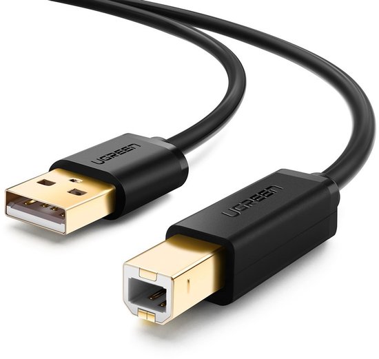 USB Type B naar USB 2.0 printerkabel 3m zwart, vergulde stekkers, 480 Mbps, Ugreen, stabiele verbinding